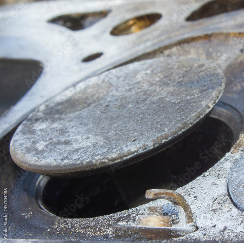 parts of disassembled engine, which was operated for a long time