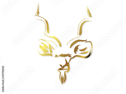 Golden lesser kudu head  with golden brush stroke