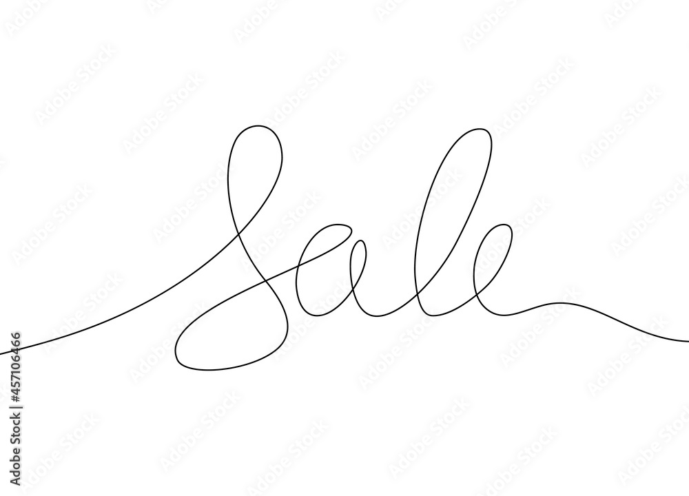 One continuous line of word Sale. Hand drawn minimal sale icon, doodle single line selling symbol. Vector art design One continuous line of word Sale. Hand drawn minimal sale icon, doodle single line selling symbol. Vector art design