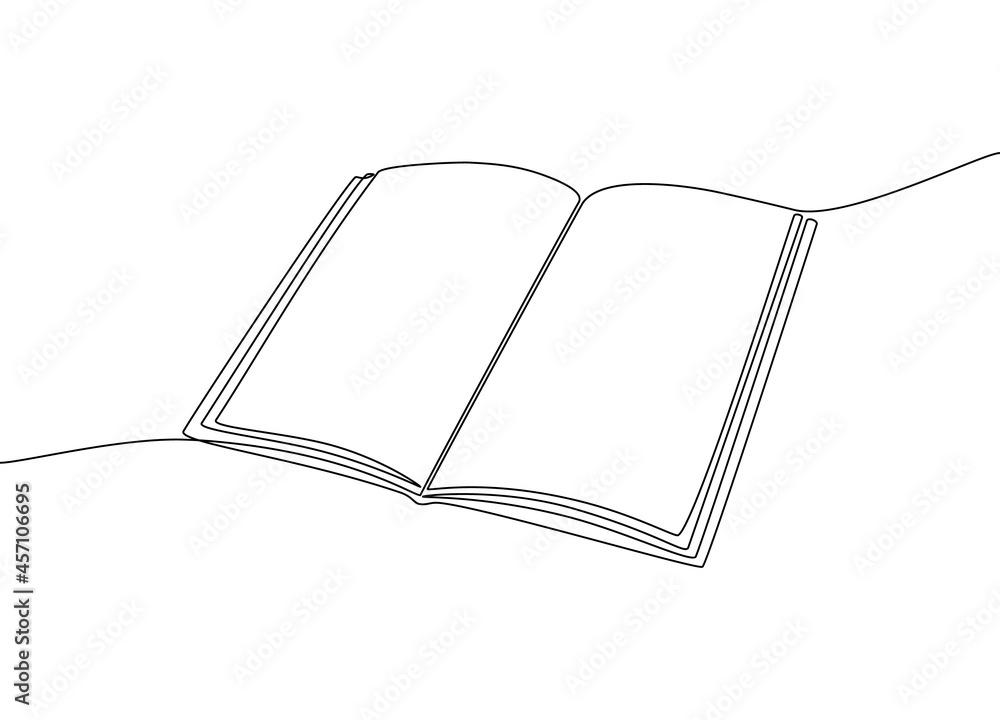 Book one continuous line drawing. Modern outline doodle open book, hand drawn flying pages education theme. Vector art Book one continuous line drawing. Modern outline doodle open book, hand drawn flying pages education theme. Vector art