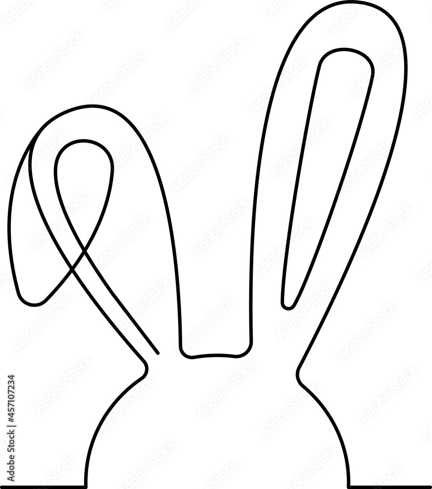 Obraz premium Line Art Style with Rabbit. Bunny Minimalist Contour Illustration