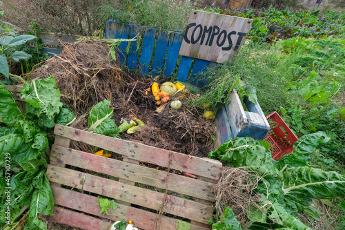 Lieu de compost dans un jardin