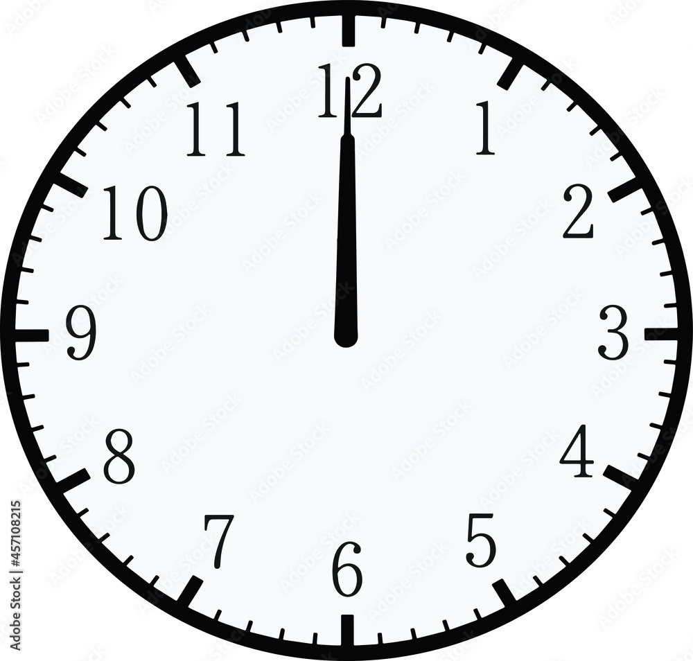 Simple illustration design for 12 o'clock Adobe Stock