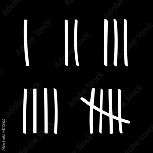 Tally marks prison jail vector wall count. Slash hash brush line number tally mark prison wall