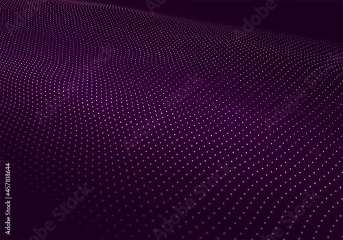 Abstract digital wave of particles. Network connection structure. Futuristic point wave. Large amount of data. Abstract background. Vector