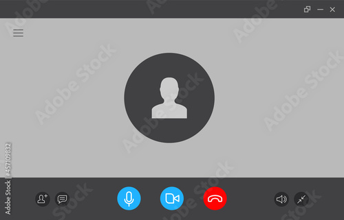 Virtual call video mockup icon. Videocall interface phone desktop conference screen template ui