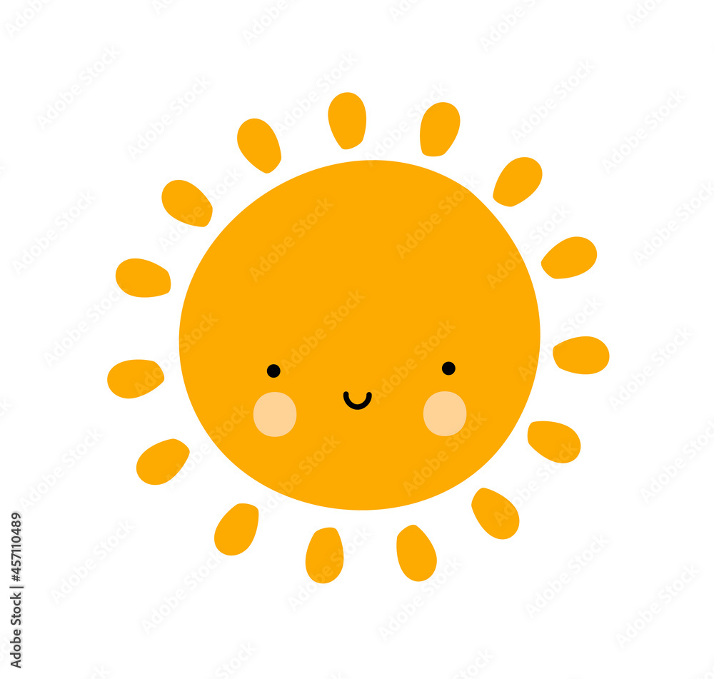 Kids Hand drawn Funny happy smiley sun character. Cute summer sun Happy doodle card flat scandinavian baby vector illustration Kids Hand drawn Funny happy smiley sun character. Cute summer sun Happy doodle card flat scandinavian baby vector illustration