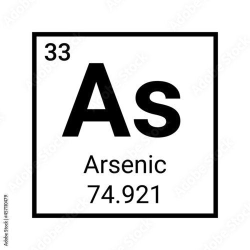 Arsenic periodic table element icon. Chemical symbol arsenic atom