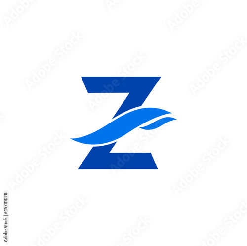 Simple blue Z letter logo design with a wave