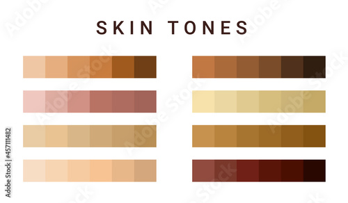 Skin tone color scale chart. Brown palette vector human skin infographic banner icon