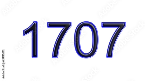 blue 1707 number 3d effect white background