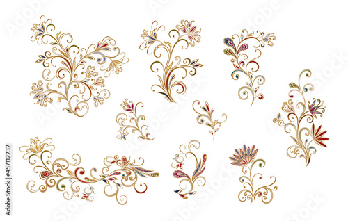Vector decorative design Paisley, floral elements.