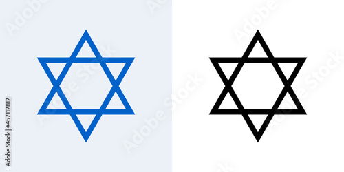 Star of David vector jewish icon. Israel jew David Star symbol shield