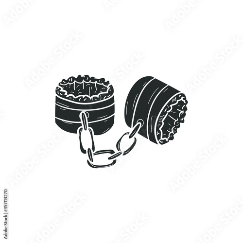 Erotic Handcuffed Icon Silhouette Illustration. Adult Toys Vector Graphic Pictogram Symbol Clip Art. Doodle Sketch Black Sign.