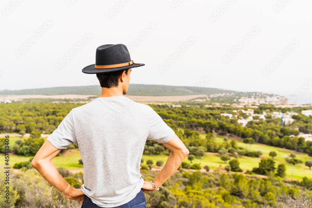 Unrecognizable hispanic man determined look at the horizon
