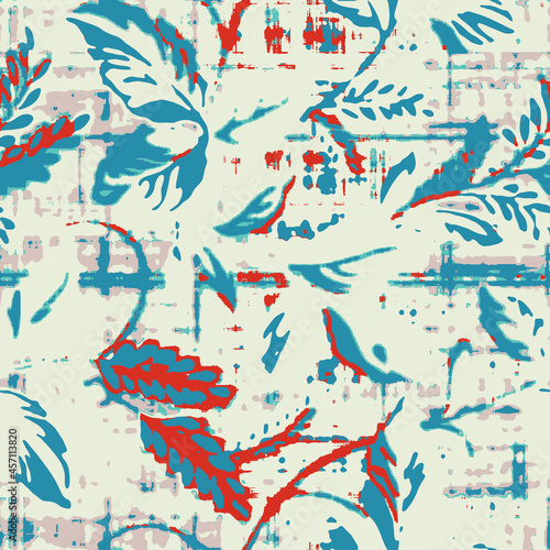 Modern exotic jungle plants illustration pattern. Creative collage contemporary floral seamless pattern. Fashionable template for design. © PATTERN_SPIRIT