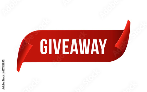 Giveaway contest ribbon promo label prize. Vector giveaway banner badge design template