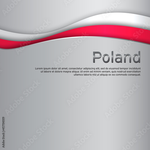 Cover, banner in national colors of Poland. Abstract waving poland flag. Paper cut style. Patriotic cover, business booklet, flyer. National polish poster. Vector design