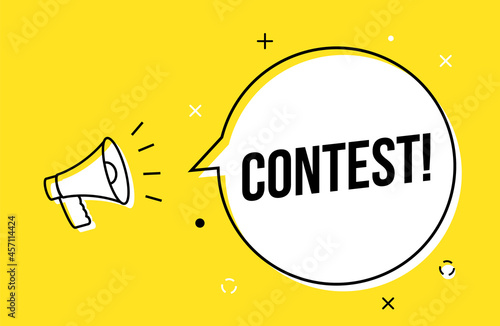 Contest social media giveaway competition vector background. Megaphone contest banner