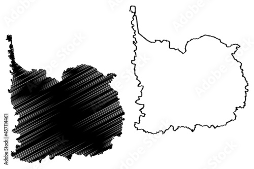 Araria district (Bihar State, Purnia division, Republic of India) map vector illustration, scribble sketch Araria map