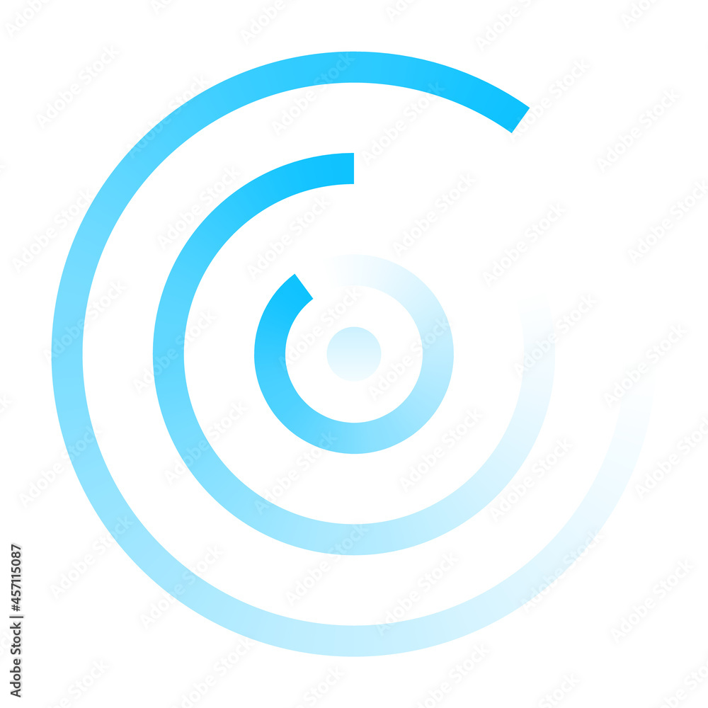 Radar abstract icon logo. Circle wave concentric line vector radar symbol Radar abstract icon logo. Circle wave concentric line vector radar symbol
