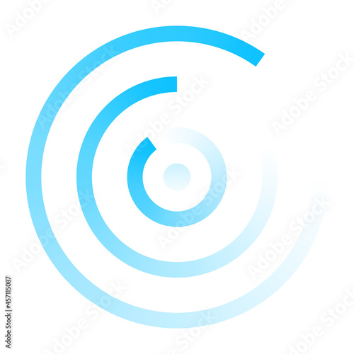 Radar abstract icon logo. Circle wave concentric line vector radar symbol