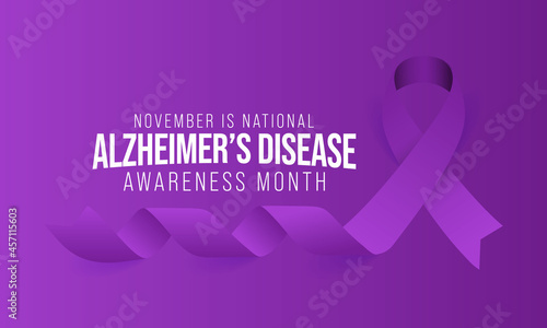 Alzheimer's Disease awareness month is observed every year in November, it is a progressive disease, where dementia symptoms gradually worsen over a number of years. Vector illustration