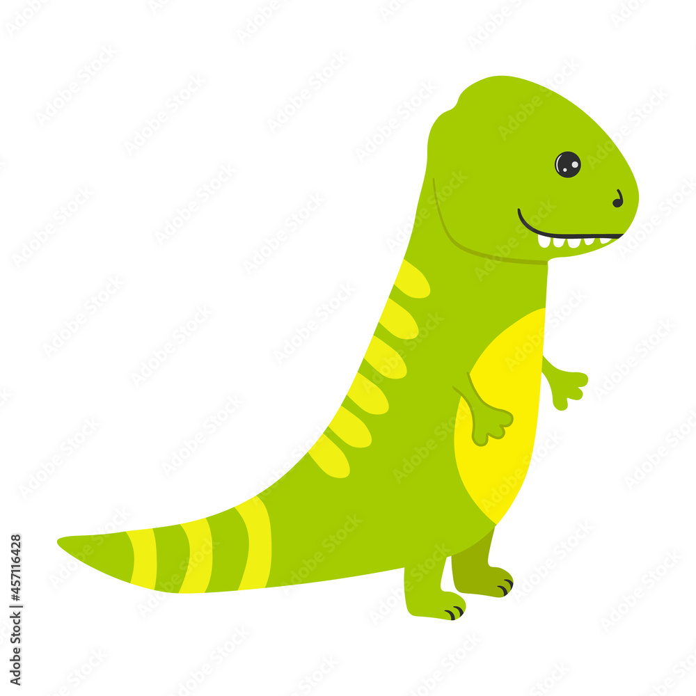 Naklejka premium Illustration of cute cartoon dinosaur on white background. Can be used for children's room, sticker, t-shirt, mug and other design. Cute little dinosaur.