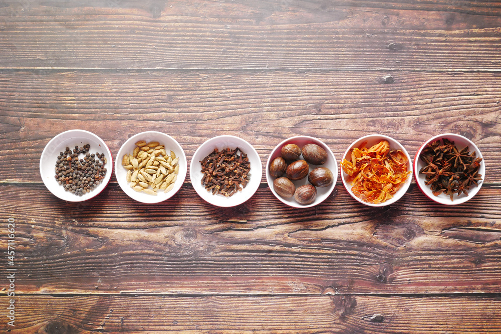 Spices collection in a container on table , Spices collection in a container on table ,