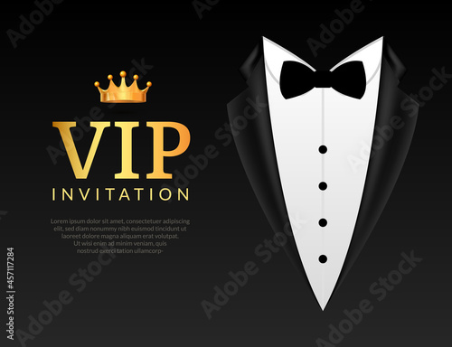 Vip Invitation event Bow Tie background. Gentleman business vip card invitation elegant template