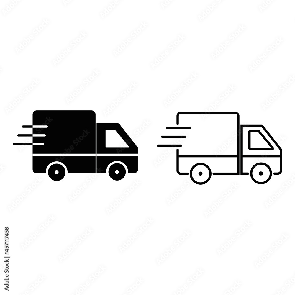 Illustration of van thin icon design .Delivery van.Logistics line icon, transportation, delivery