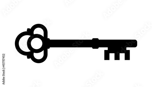Old key vector house icon logo. Old key silhouette antique lock illustration © kolonko