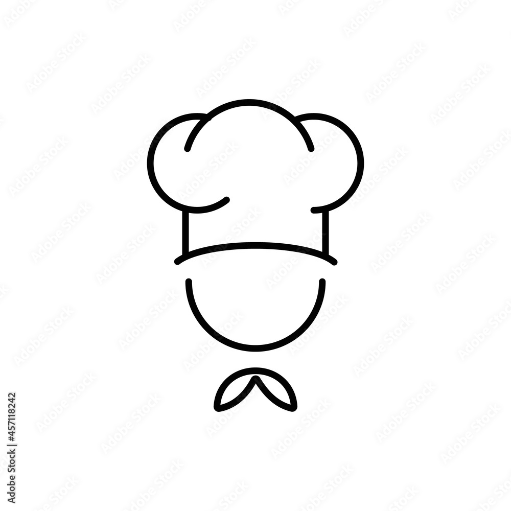 Chef in a cooking hat logo. Kitchen simple icon Chef in a cooking hat logo. Kitchen simple icon