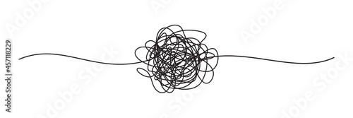 Tangled grungy round scribble isolated on white background