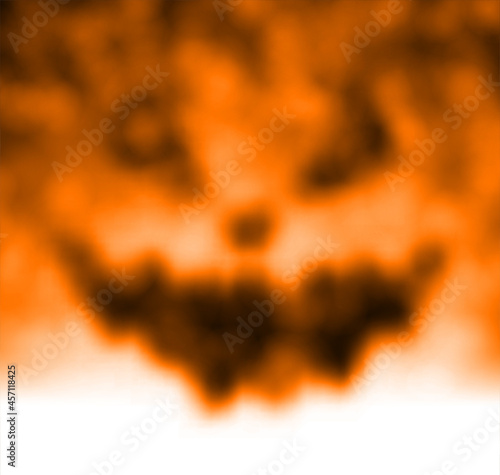 Blurred angry freaky evil pumpkin face.