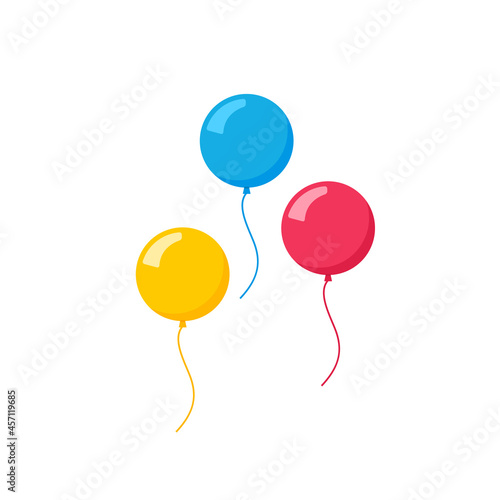 Vector flat balloon birthday icon illustration party design. Balloon cartoon bunch background