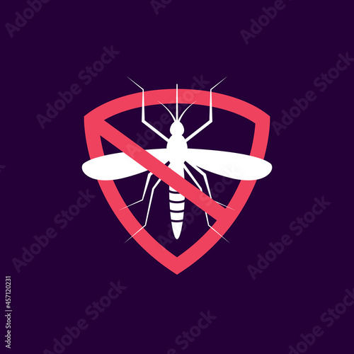 Repellent mosquito stop sign icon. Malaria pest insect anti mosquito warning symbol