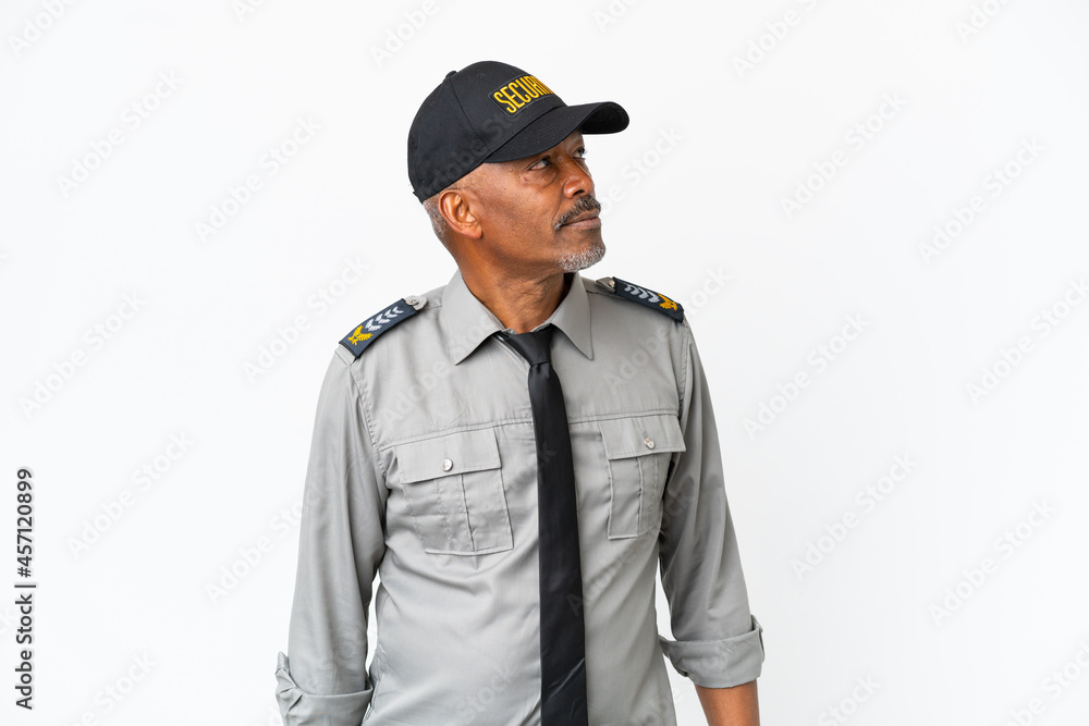 Senior staff man isolated on white background looking to the side Senior staff man isolated on white background looking to the side