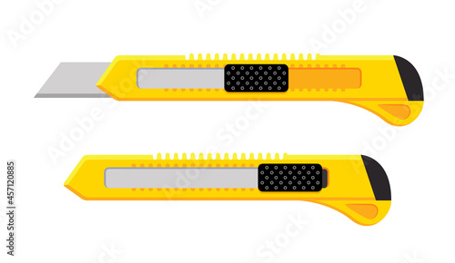 Cutter knife vector blade. Paper craft utility stationery office craft cut razor