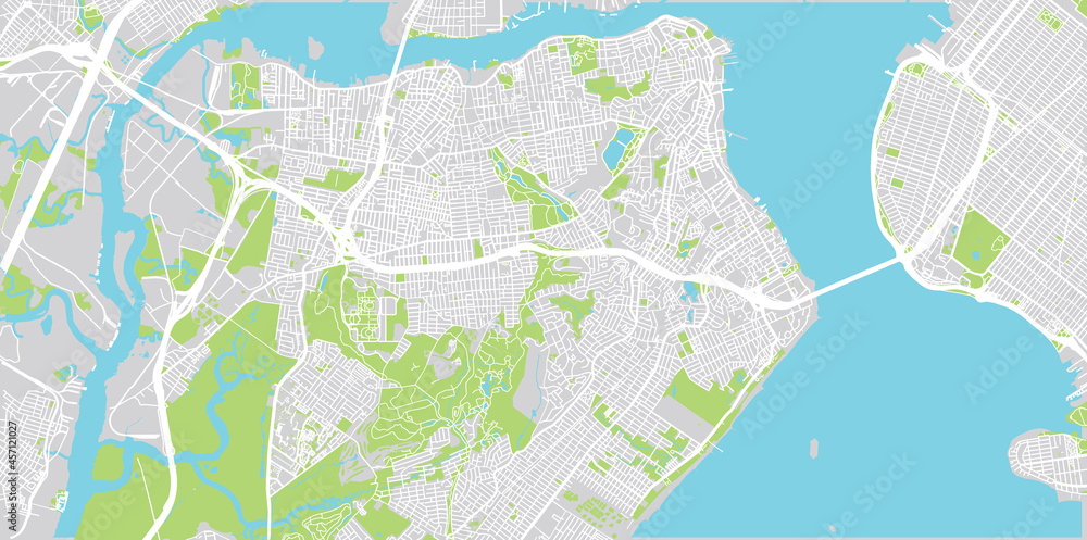 Urban vector city map of Staten Island, New York , United States of America
