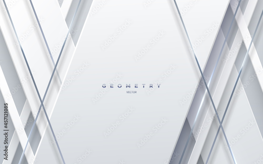 Obraz premium Abstract white background with silver glowing strings.