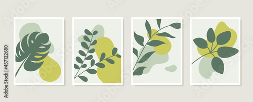 Abstract contemporary flower minimal modern vector design. Minimal abstract flower collection leaf