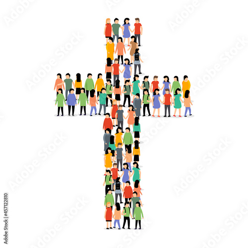 People cross group crowd christian church jesus background. Cross in cross shape