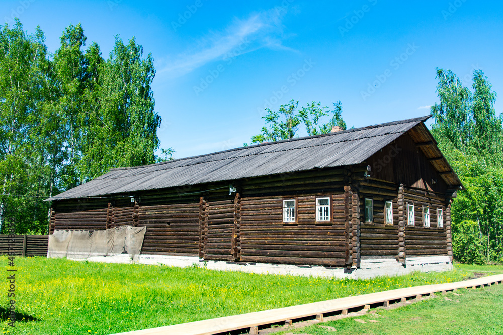 Kostroma, Russia. May 23,2021. Street of old wooden houses. Kostroma, Russia. May 23,2021. Street of old wooden houses.