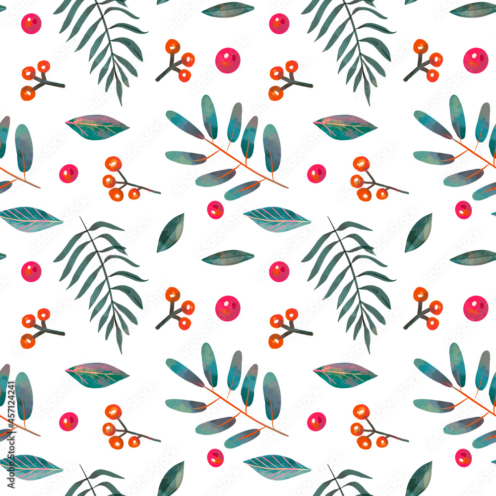 Colorful hand dawn autumn leaves on white background. Thanksgiving seamless pattern, fall textures Colorful hand dawn autumn leaves on white background. Thanksgiving seamless pattern, fall textures