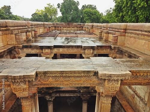 top view of adalaj ki vav stepwell ahmedabad gujarat photo