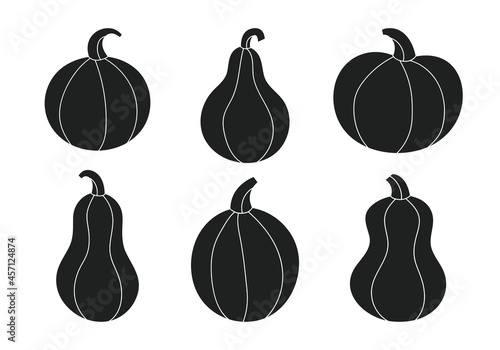 Pumpkins silhouette cricut cameo sublimation. Cutting board template. Autumn holiday. Thanksgiving Halloween decor. Vegan vegetarian food. Kitchen element. Groceries shop. Gardening, farming.