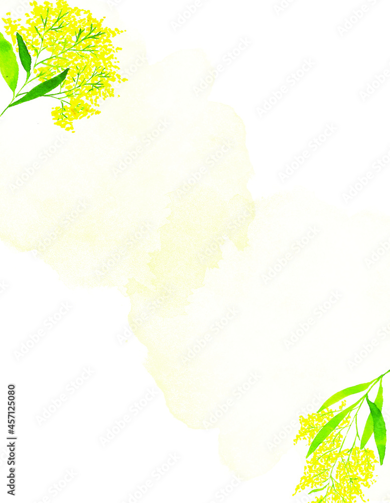 Faire-part mariage - Mimosa à l'aquarelle - Template pour save the date.