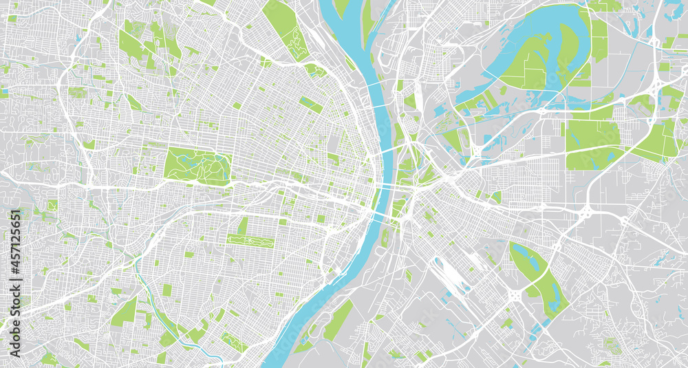 Urban vector city map of St Louis, California , United States of America - obrazy, fototapety, plakaty 
