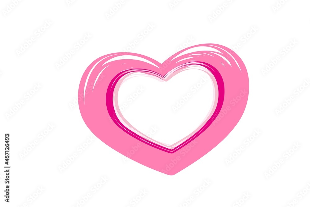 pink valentine heart isolated on white background. pink valentine heart isolated on white background.